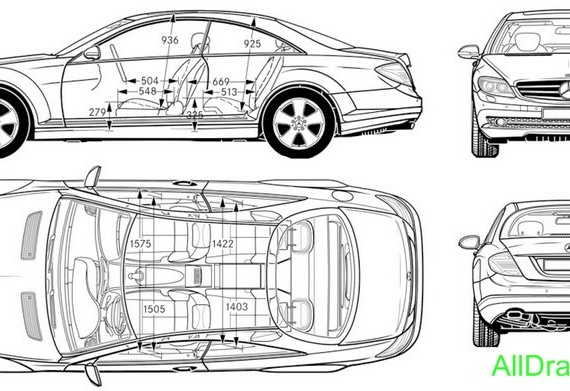 Mercedes-Benz CL600 (2007) (Мерcедес-Бенз CL600 (2007)) - чертежи (рисунки) автомобиля